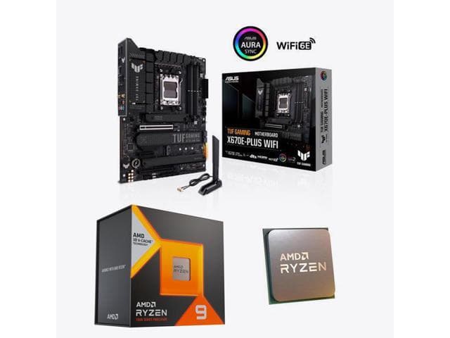 ASUS TUF GAMING X670E-PLUS WIFI 6E Socket AM5 (LGA 1718) Ryzen 7000 ATX Gaming Motherboard and AMD Ryzen 9 7950X3D - Ryzen 9 7000 Series 16-Core 4.2 GHz Socket AM5, AMD Motherboard CPU Combo